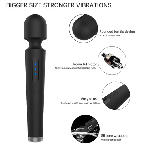 X power massaggiatore e vibratore grande 7 vibrazioni nero - immagine 4 di 5