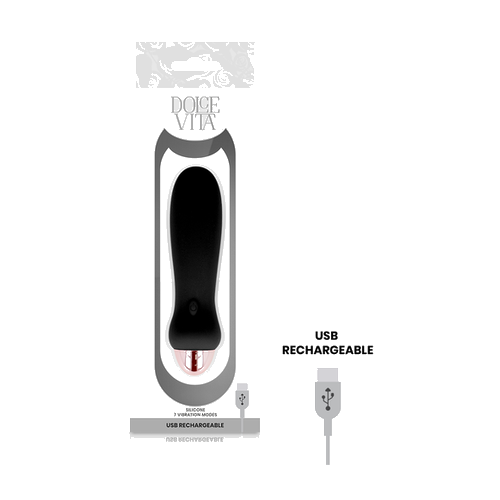 Vibratore ricaricabile cinque nero a 7 velocità - immagine 3 di 4