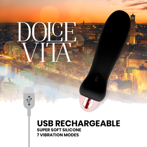 Vibratore ricaricabile cinque nero a 7 velocità - immagine 4 di 4