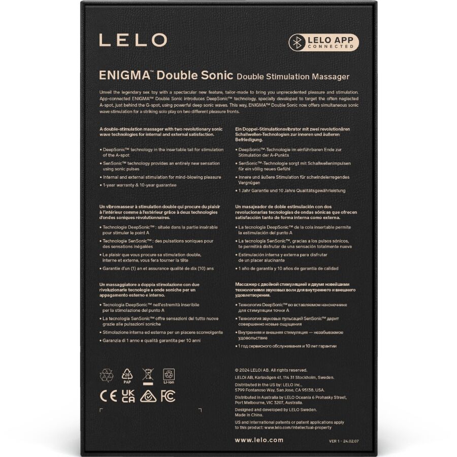 Lelo · Enigma Double Sonic Vibrator Punto G Nero - immagine 5 di 5